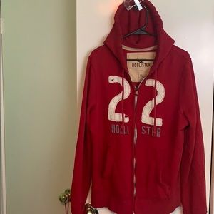 RED HOLLISTER ZIP UP